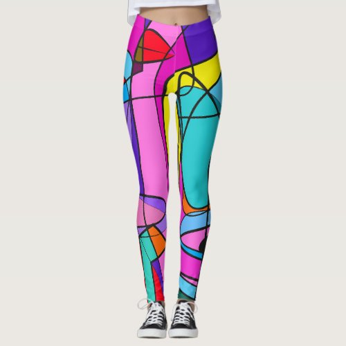 abstrct multy color leggings