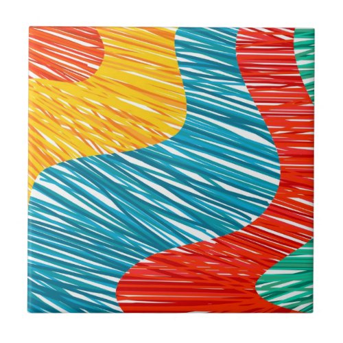 Abtract modern color waves ceramic tile