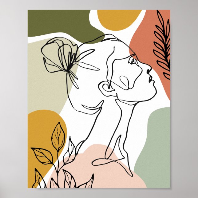 Abtract Womans Face Modern Art Print, Abstract Art Poster (Front)
