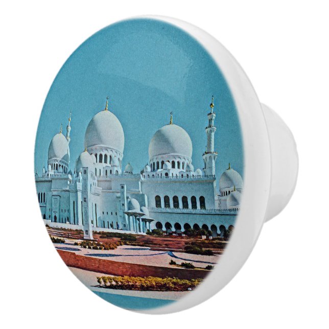 Abu Dhabi Mosque painting Ceramic Knob (Right)
