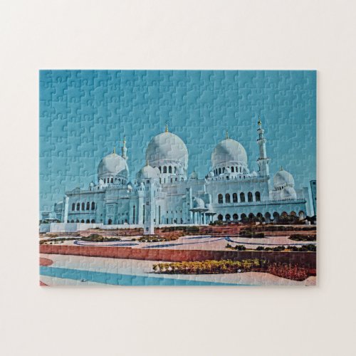 Abu Dhabi Mosque painting Jigsaw Puzzle