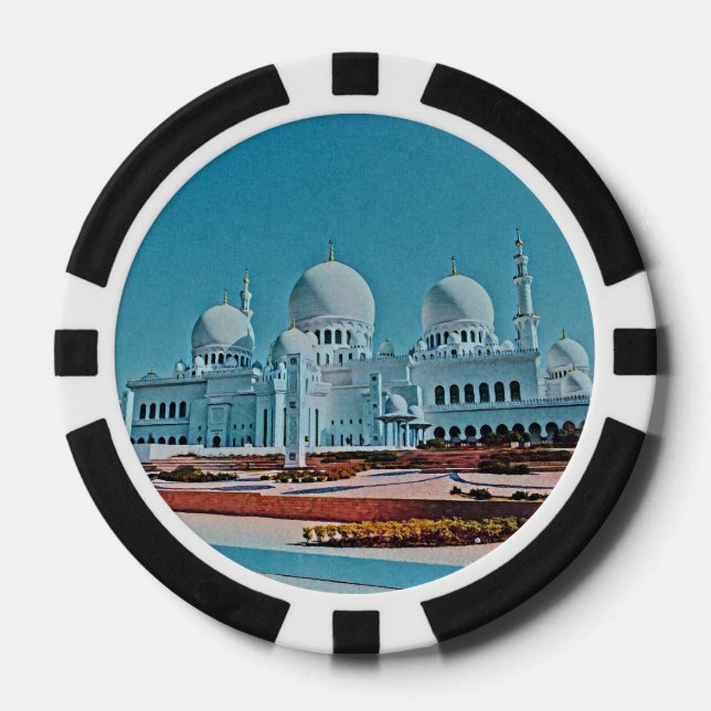 Abu Dhabi Mosque painting Poker Chips (Front)