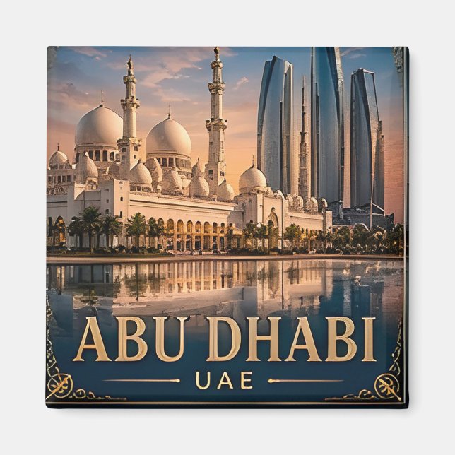 🧲 Abu Dhabi Skyline Vacation Memory UAE 🌇 Magnet (Front)