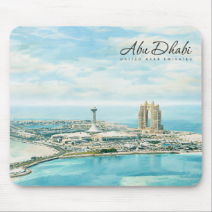 Abu Dhabi Skyline Watercolor Travel Keepsake Mouse Pad