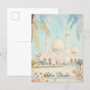 Abu Dhabi UAE Gouache Paint Illustration Travel Postcard