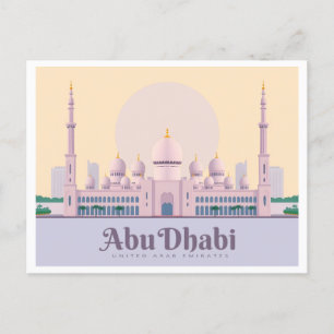 Abu Dhabi UAE Pastel Travel Postcard