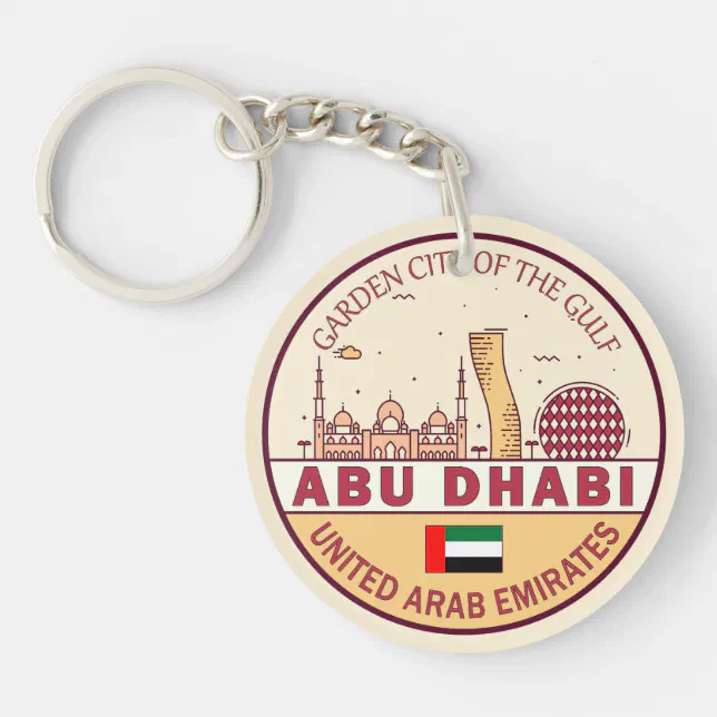 Abu Dhabi United Arab Emirates City Skyline Emblem Keychain | Zazzle