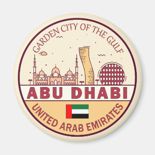 Abu Dhabi United Arab Emirates City Skyline Emblem Magnet
