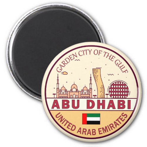 Abu Dhabi United Arab Emirates City Skyline Emblem Magnet