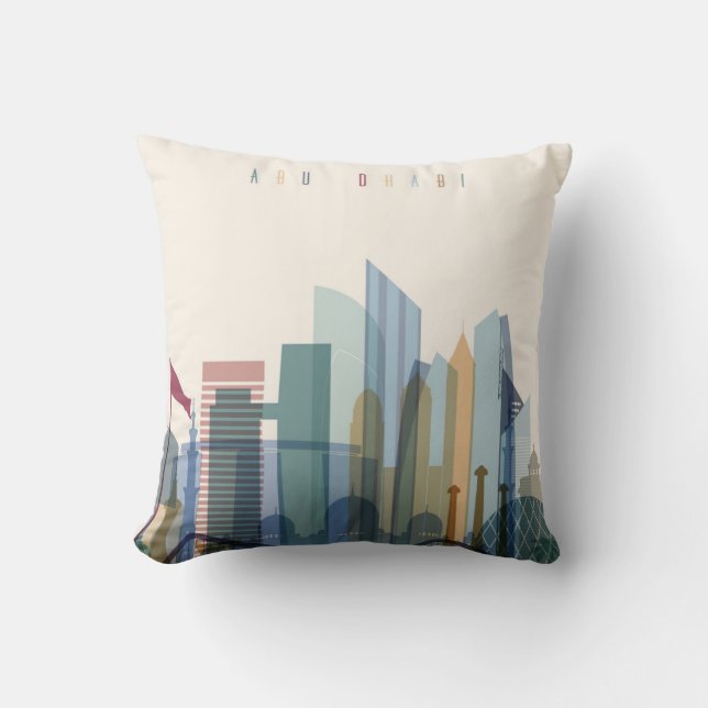 Abu Dhabi, United Arab Emirates | City Skyline Throw Pillow (Front)
