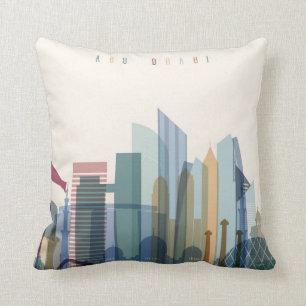 Abu Dhabi, United Arab Emirates City Skyline Throw Pillow