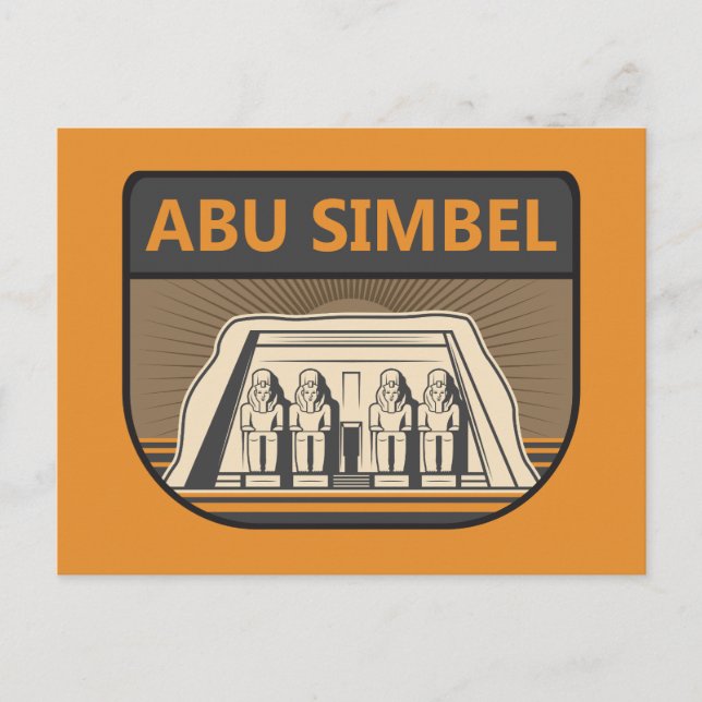 Abu Simbel Egypt Travel Art Retro Postcard (Front)