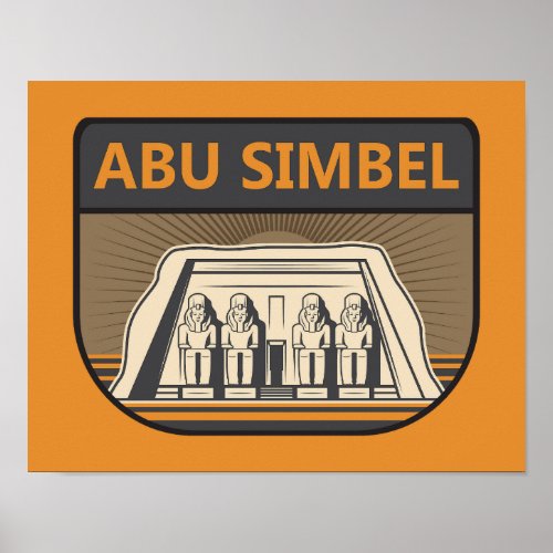 Abu Simbel Egypt Travel Art Retro Poster
