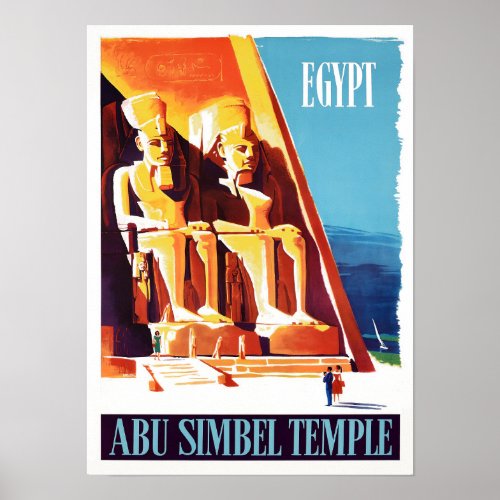 Abu Simbel Egypt vintage travel Poster