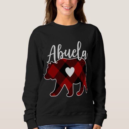 Abuela Bear Christmas Buffalo Plaid Red White And  Sweatshirt