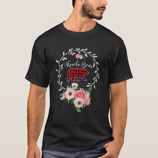 Abuela Bear Xmas Family Christmas Pajama Flower Gr T-Shirt (Front)