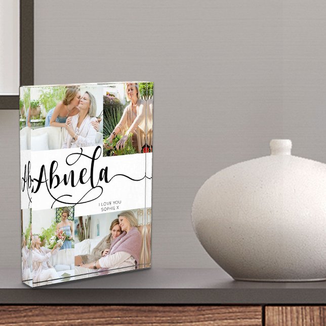 Abuela Calligraphy 4 Photo Collage Acrylic Block (Creator Uploaded)