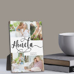Abuela Calligraphy 4 Photo Tabletop Plaque<br><div class="desc">Personalized 4 photo plaque gift for your Abuela,  which you can personalize with your custom message,  such as I love you and your name. The photo template will display your pictures in a small photo collage of 2x landscape and 2x portrait pictures. Abuela is lettered in elegant swirly calligraphy.</div>