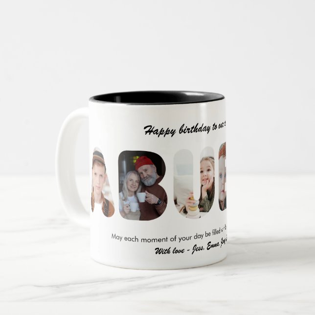 Abuela Custom Photo Collage Personalized Grandma Two-Tone Coffee Mug (Front Left)