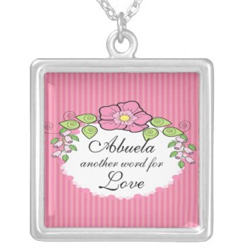 Abuela Love  Grandparent Necklace Floral Frame by celebrateitgifts at Zazzle