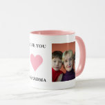 Abuela Nana Nonna Family Photo Love You Grandma Mug<br><div class="desc">The best grandma ever is proud of her grandchildren. This cool awesome custom 2 photo collage grandmother design can be given as a gift for Mother's Day, birthday or a keepsake to mark a special occasion. Add photos of granny and her grandkids or just the grandkids. You can change the...</div>