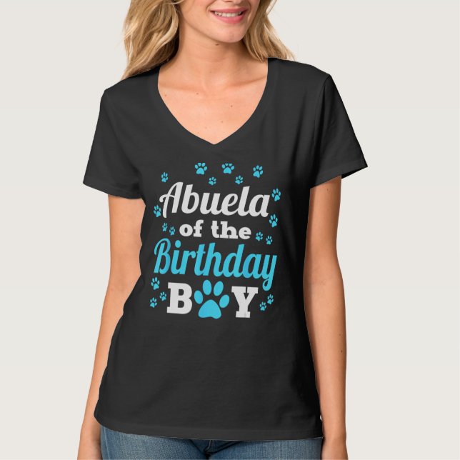 Abuela Of The Birthday Boy Dog Paw Bday Party Cele T-Shirt (Front)