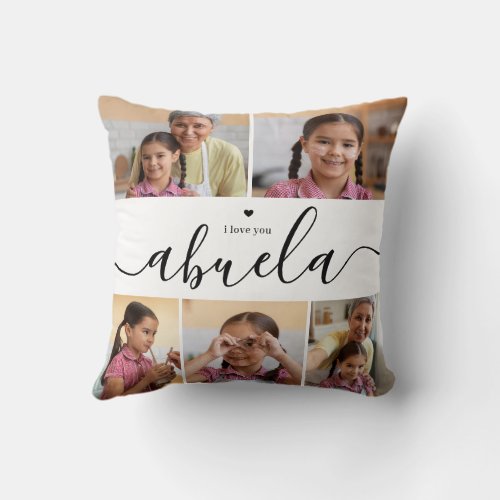 Abuela Photo Collage Gift Grandma Throw Pillow