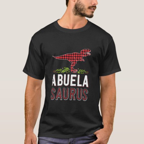 Abuela Saurus T Rex Red Plaid Matching Family Chri T_Shirt