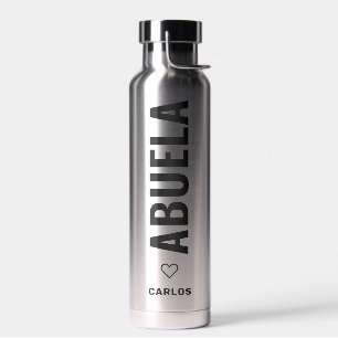 Abuela Spanish Grandma Custom Name Chrome Water Bottle