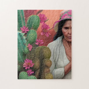 Abuela Surreal Floral Digital Art Jigsaw Puzzle