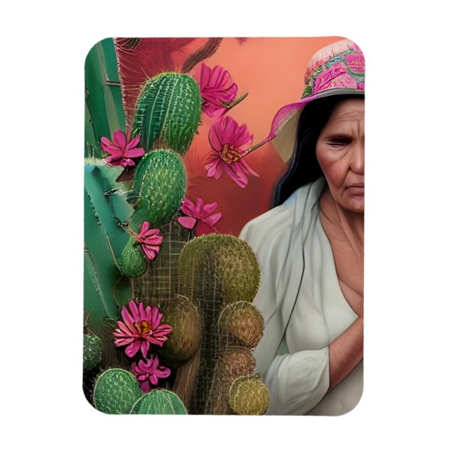 Abuela Surreal Floral Digital Art   Magnet (Vertical)
