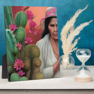 Abuela Surreal Floral Digital Art Tabletop Plaque