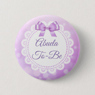 Abuela To Be Baby Shower Purple Lace Button