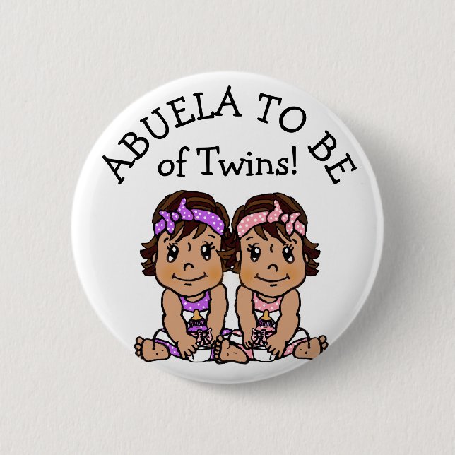 Abuela to be of Twins, Hispanic Baby Shower Button (Front)