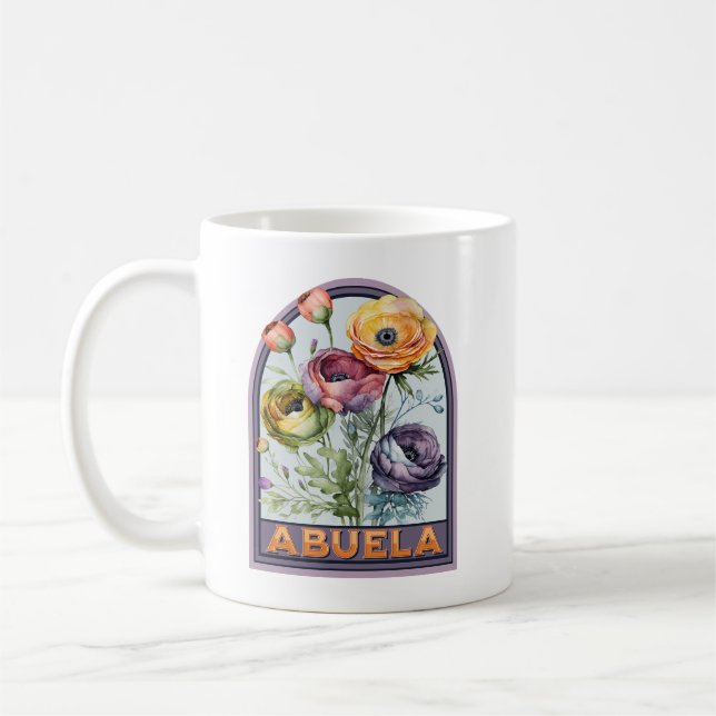 Abuela Vintage Floral Grandmother Coffee Mug (Left)