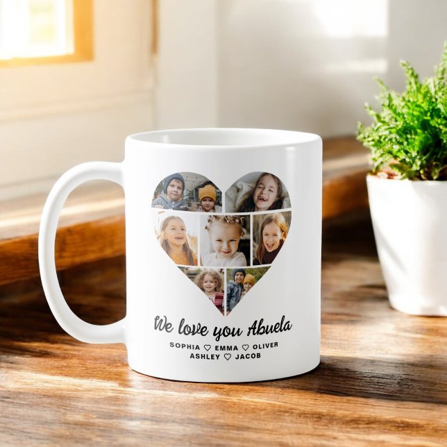 Abuela We Love you Hearts Modern Photo Collage Coffee Mug (Creator Uploaded)