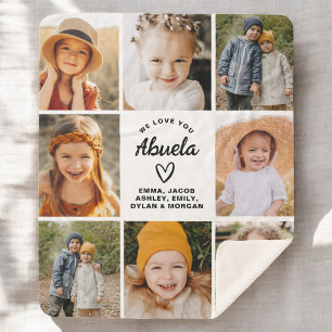 Abuela We Love you Hearts Modern Photo Collage Sherpa Blanket