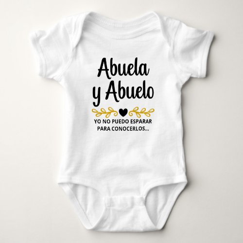 Abuela y Abuelo Spanish Pregnancy Announcement  Baby Bodysuit