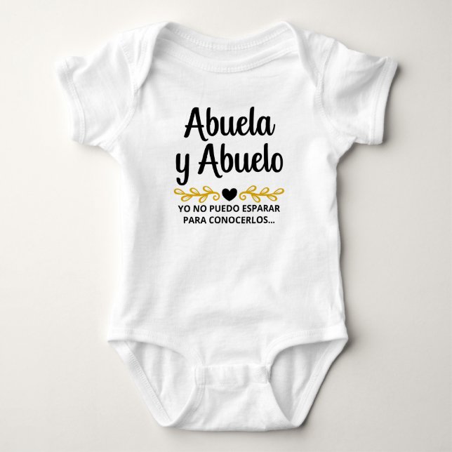 Abuela y Abuelo Spanish Pregnancy Announcement  Baby Bodysuit (Front)