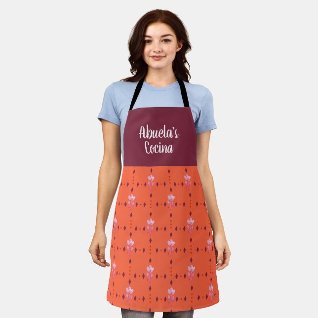 Abuela's Cocina Bohemian Floral Grandma's Kitchen Apron (Worn)
