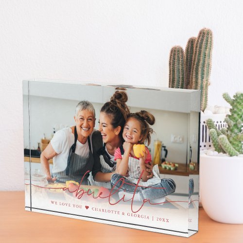 Abuelita Script Overlay  We Love You Photo Block