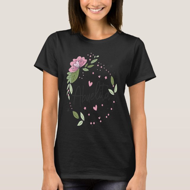 Abuelita Spanish Grandmother Floral Heart Key wrea T-Shirt (Front)