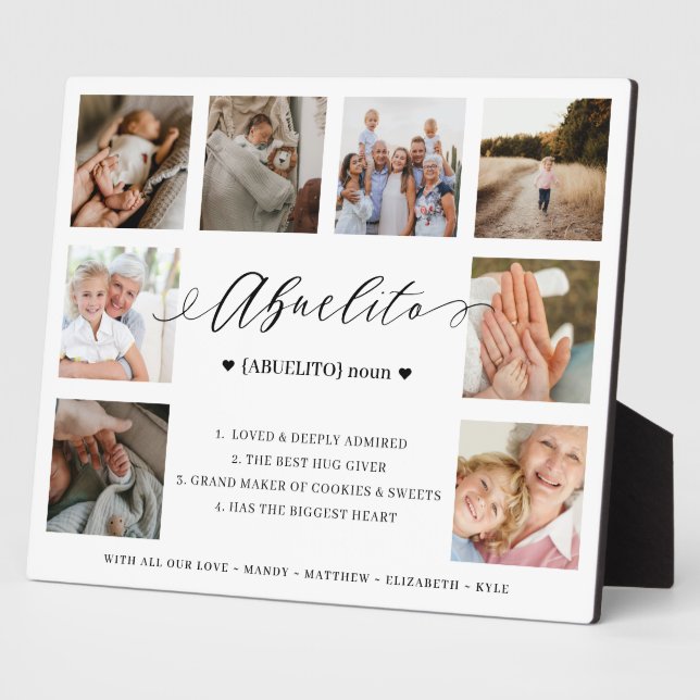 Abuelito Definition Script Photo Collage Keepsake Plaque (Side)