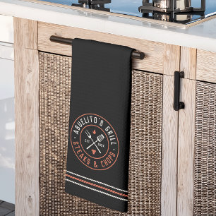 Abuelito's Grill Personalized Year Established Kitchen Towel