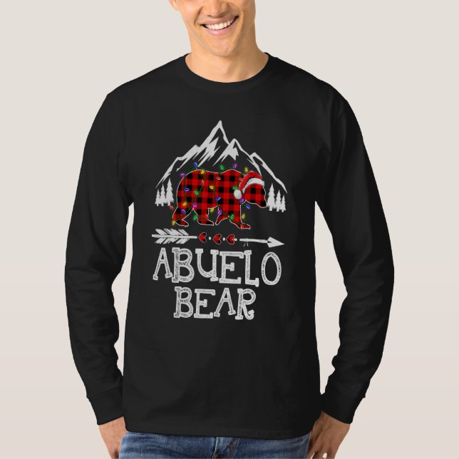 Abuelo Bear Buffalo Plaid Matching Family Christma T-Shirt (Front)