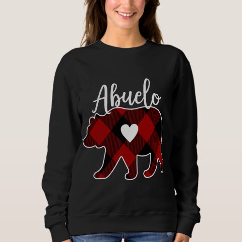 Abuelo Bear Christmas Buffalo Plaid Red White And  Sweatshirt