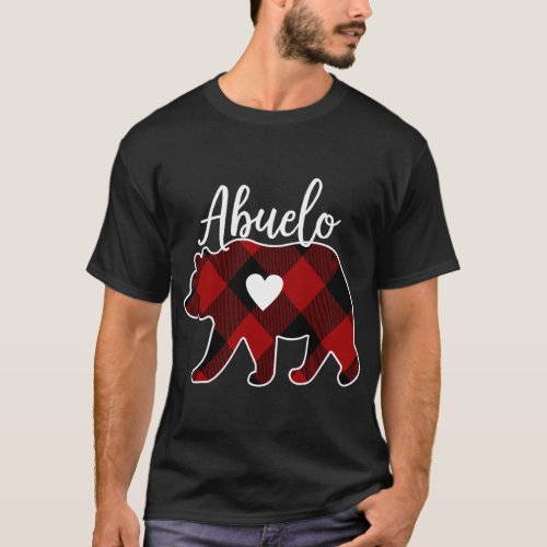 Abuelo Bear Christmas Buffalo Plaid Red White  Bl T_Shirt