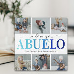 Abuelo Father's Day Photo Collage Plaque<br><div class="desc">Elegant grandfather photo plaque featuring the saying "we love you abuelo",  6 family pictures for you to replace with your own,  and the kids names.</div>