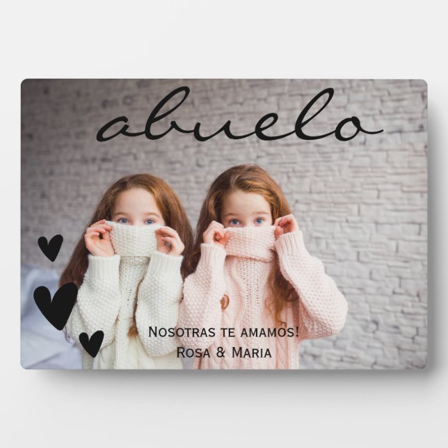 Abuelo We Love You Personalized Photo Plaque (Front)