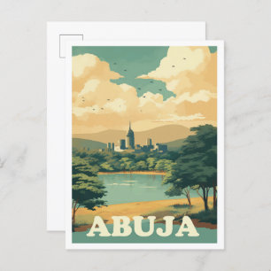Abuja Nigeria Art Vintage Travel Illustration Postcard